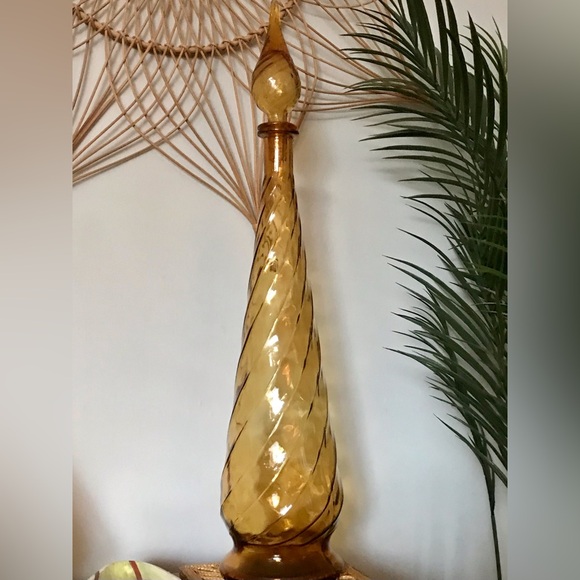 🧞‍♀️💛 Extra Tall Vintage Mid Century Empoli Genie Bottle Made in Italy 1960s - Picture 2 of 14